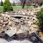 Rock Installation of the pondless waterfall. 