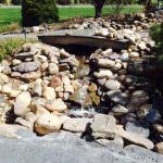 Adding water and running the pondless waterfall to check for leaks and flow patterns. 